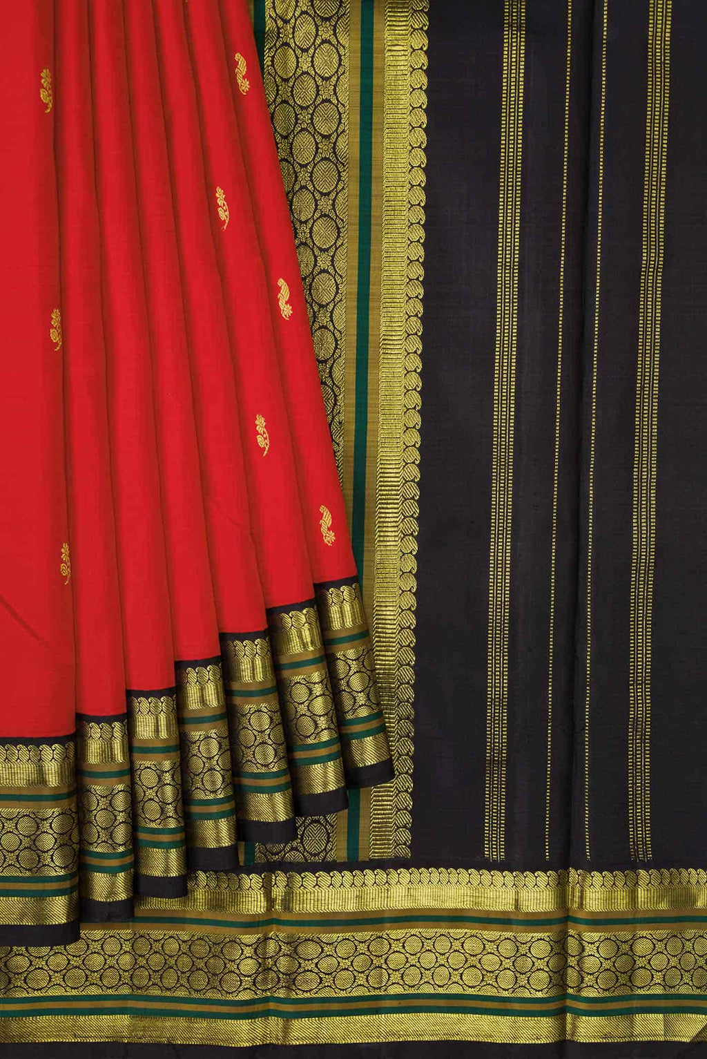 Pure Silk Pure Zari Red Dual Tone Kanjivaram Saree