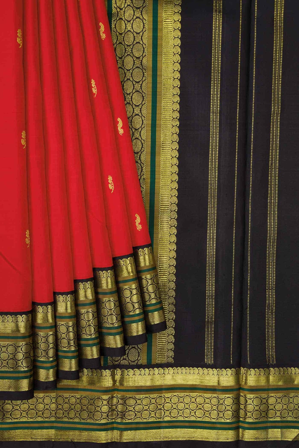 Pure Silk Pure Zari Red Dual Tone Kanjivaram Saree