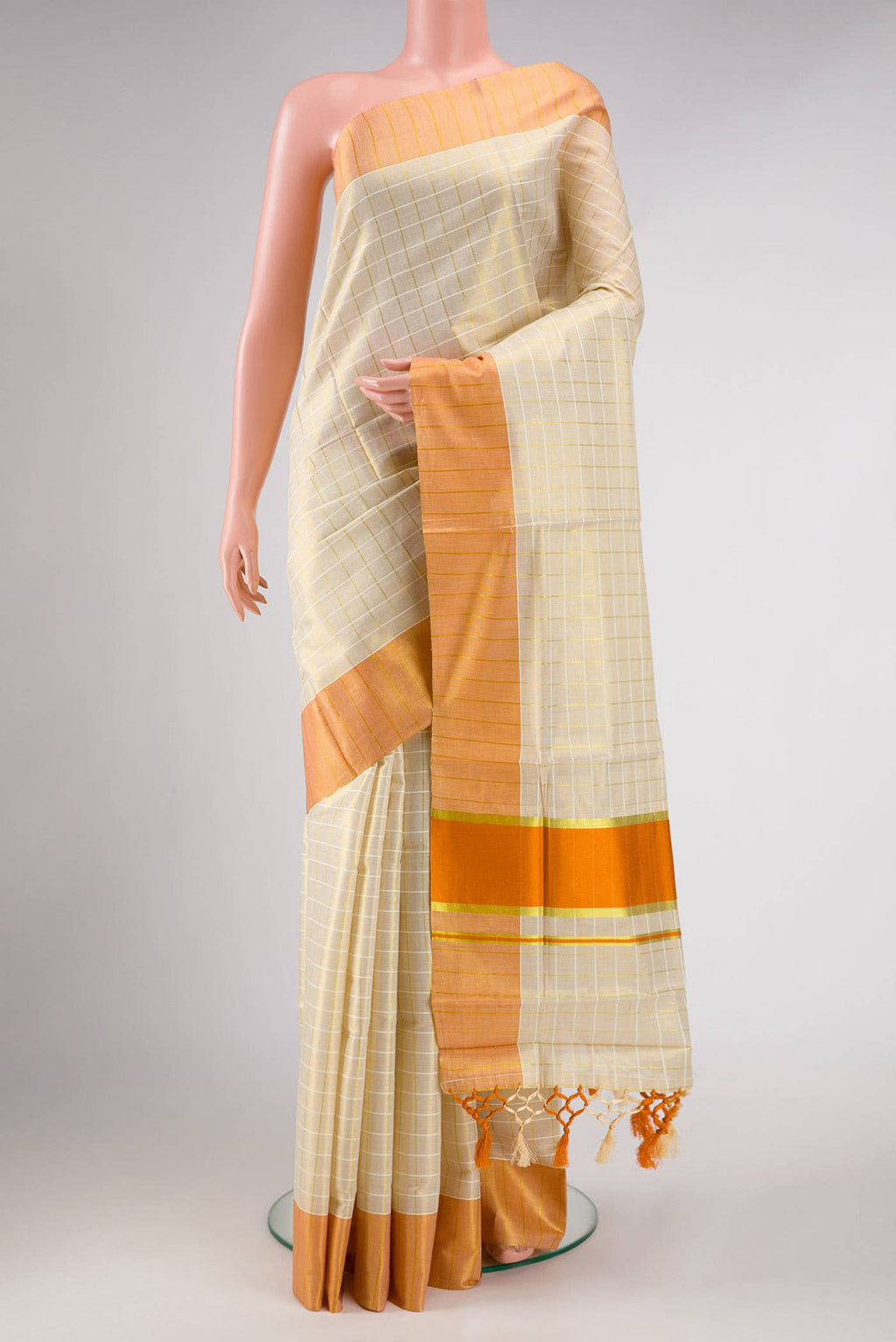 Gold Dual Tone Kerala Cotton Saree