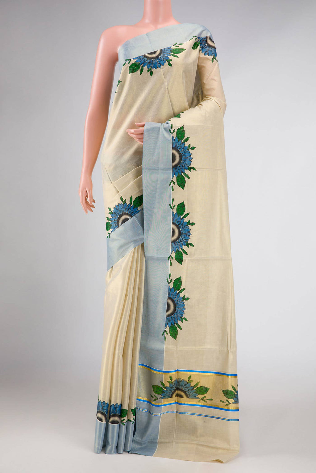 Gold Dual Tone Kerala Cotton Saree