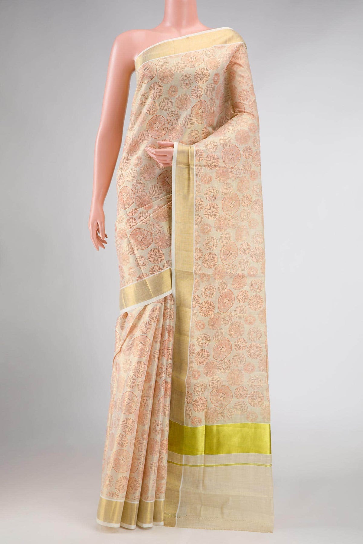 Gold Dual Tone Kerala Cotton Saree