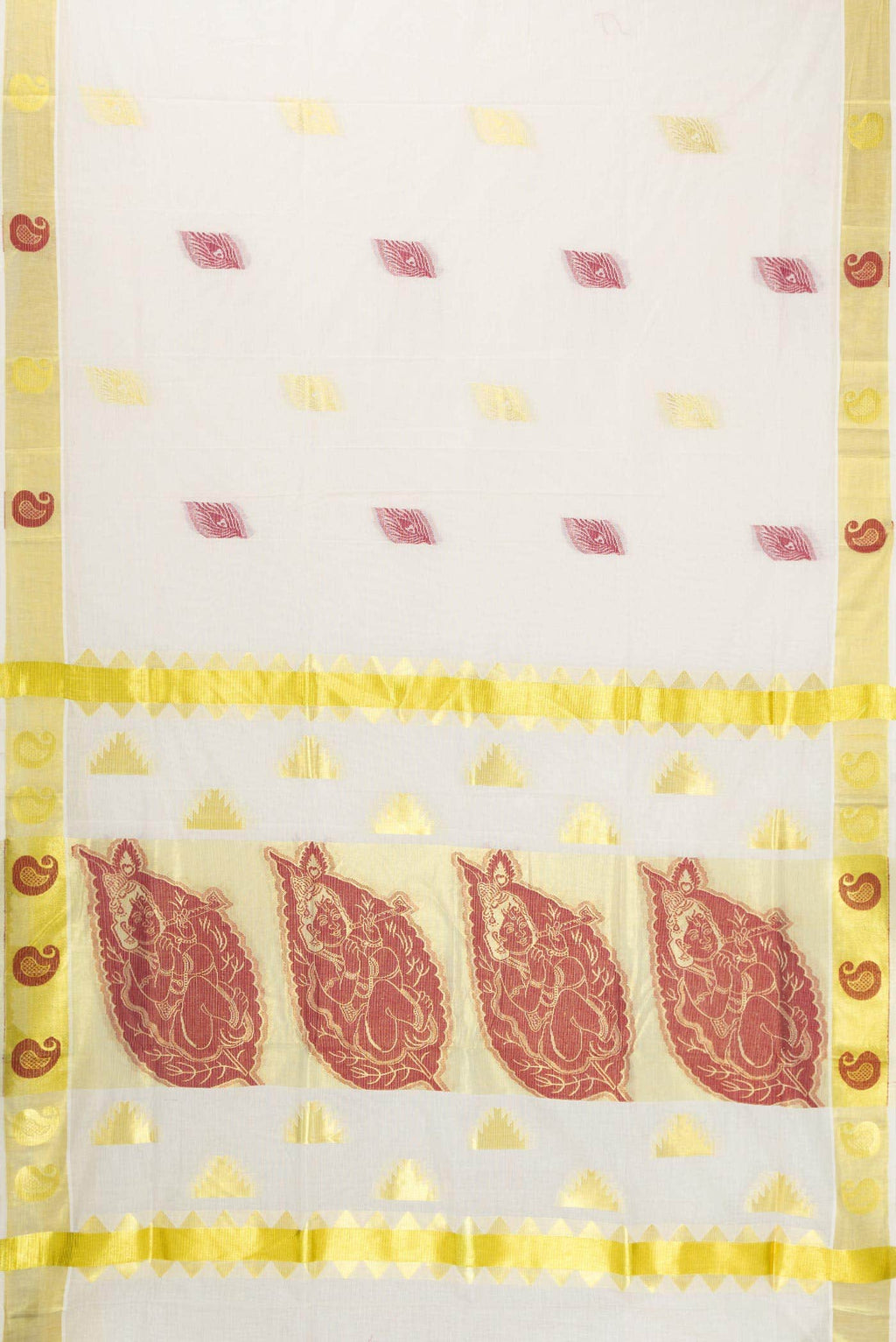 Off White Kerala Cotton Saree