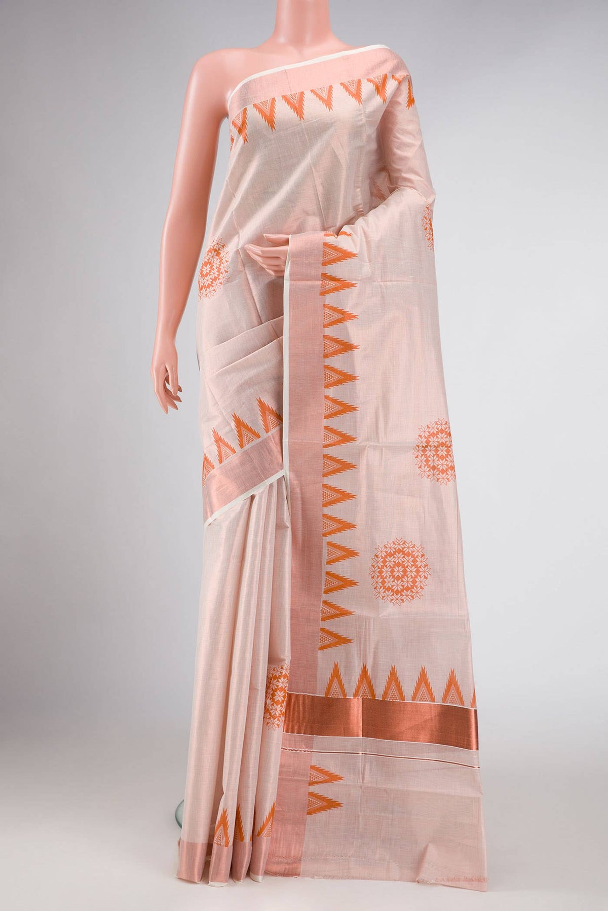 Rose Gold Dual Tone Kerala Cotton Saree