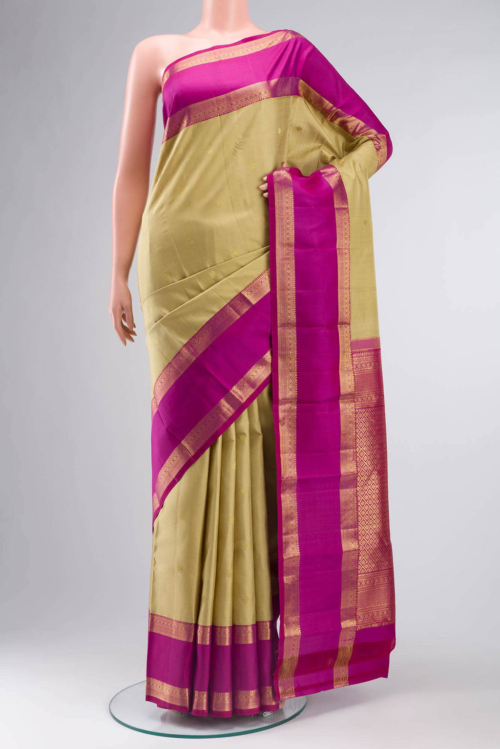 Beige Kanjivaram Silk Saree