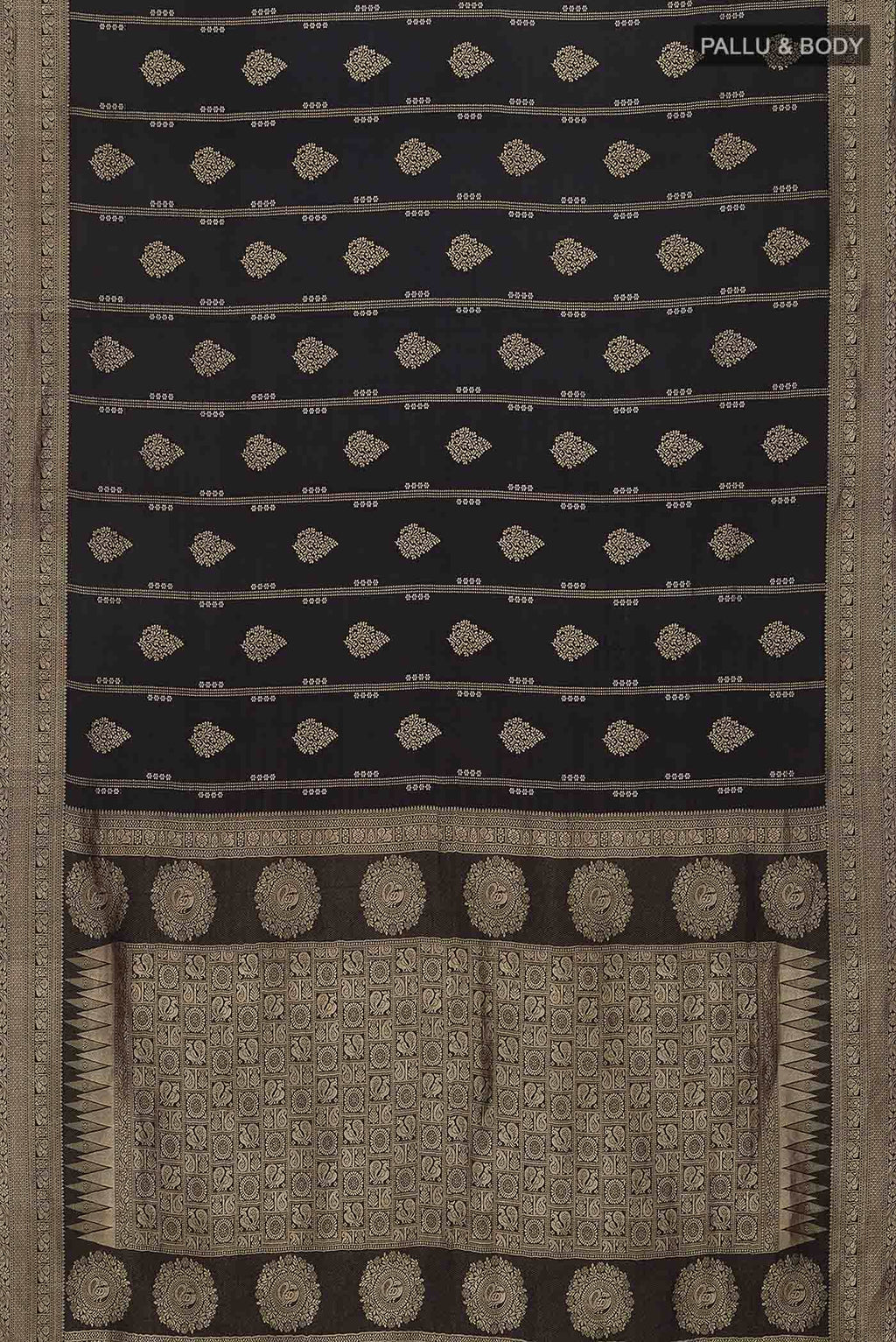 Black Mysore Crepe Saree