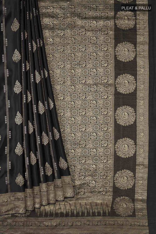 Black Mysore Crepe Saree