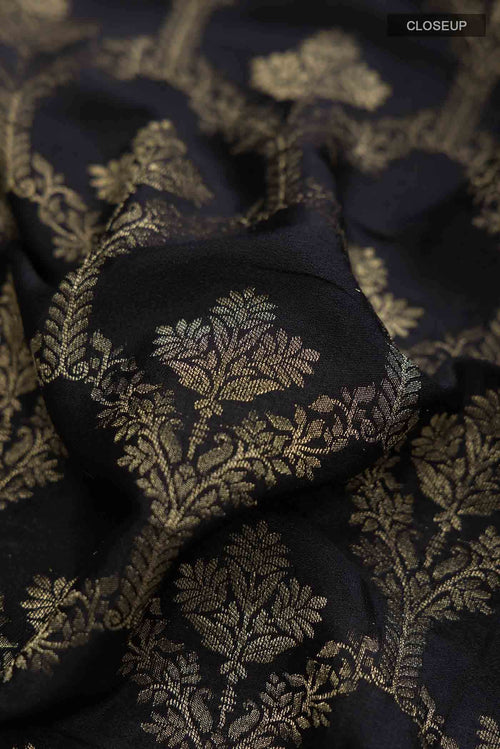 Black Mysore Crepe Saree