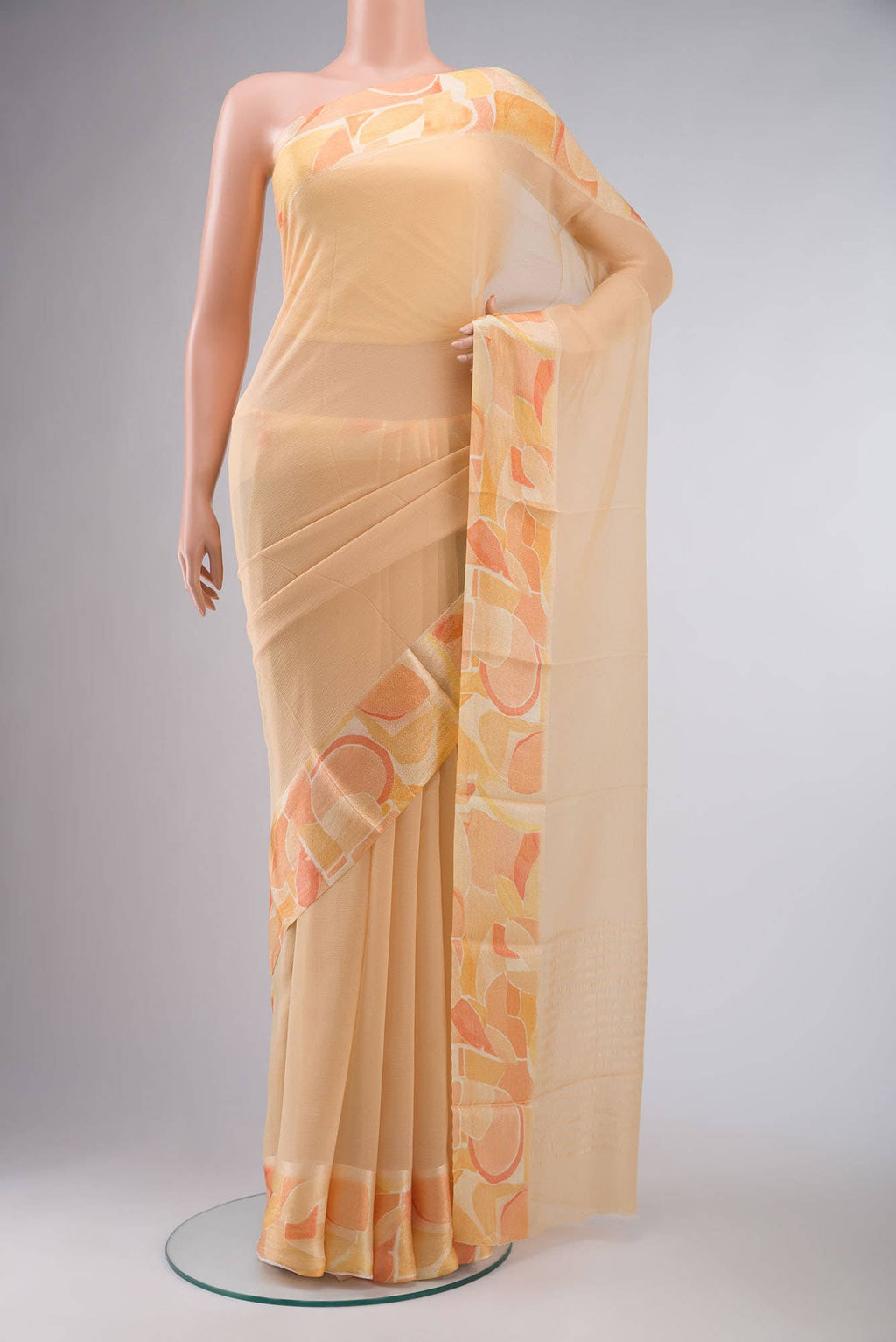 Peach Mysore Chiffon Saree