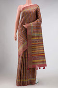 Brown Tussar Silk Saree