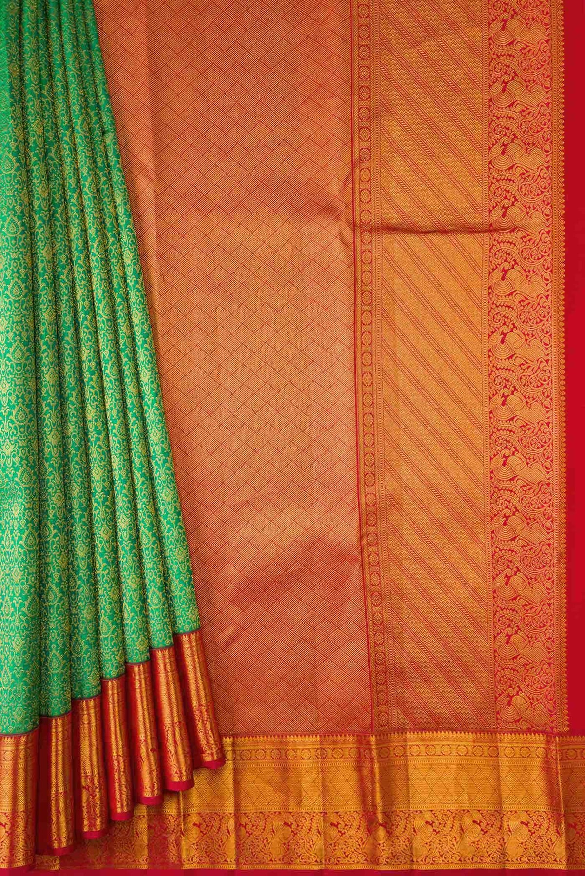 Sea Green Dual Tone Kanchipuram Silk Saree