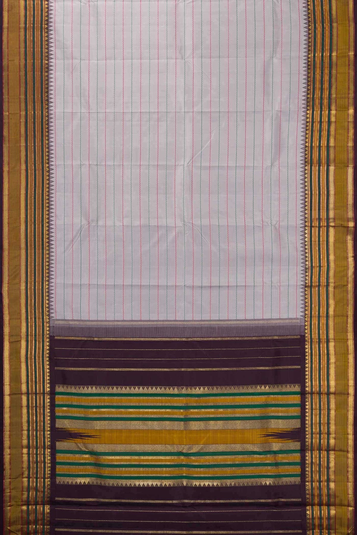 Pure Silk Pure Zari Grey Kanchipuram Saree
