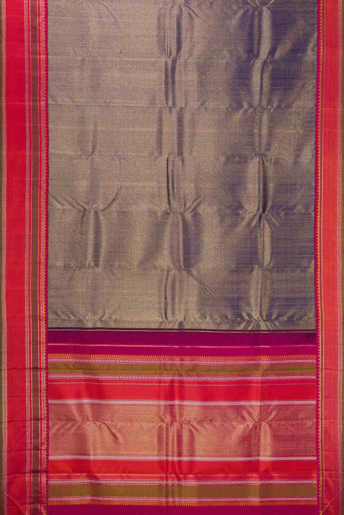 Pure Silk Pure Zari Navy Blue Dual Tone Kanjivaram Saree