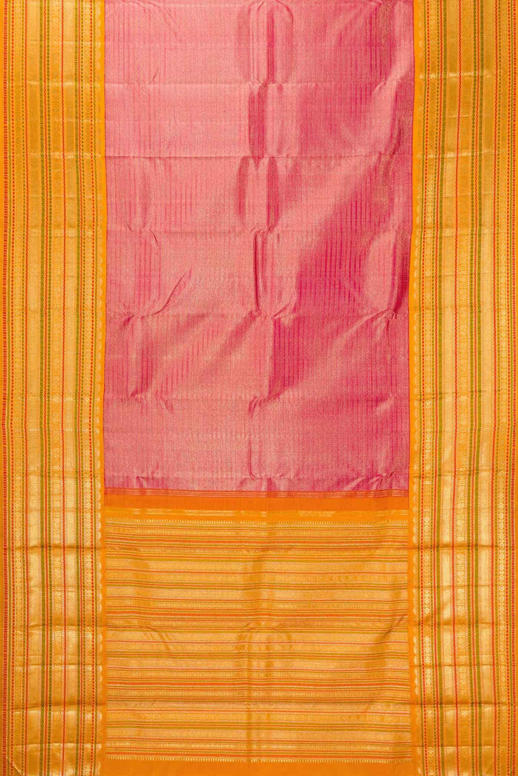 Pure Silk Pure Zari Pink Dual Tone Kanjivaram Saree