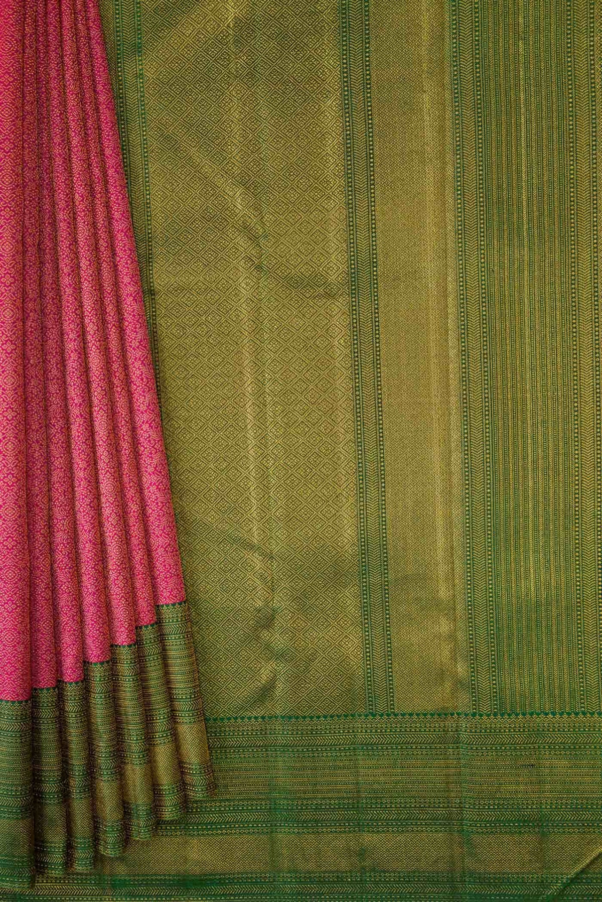 Dark Pink Dual Tone Kanchipuram Silk Saree