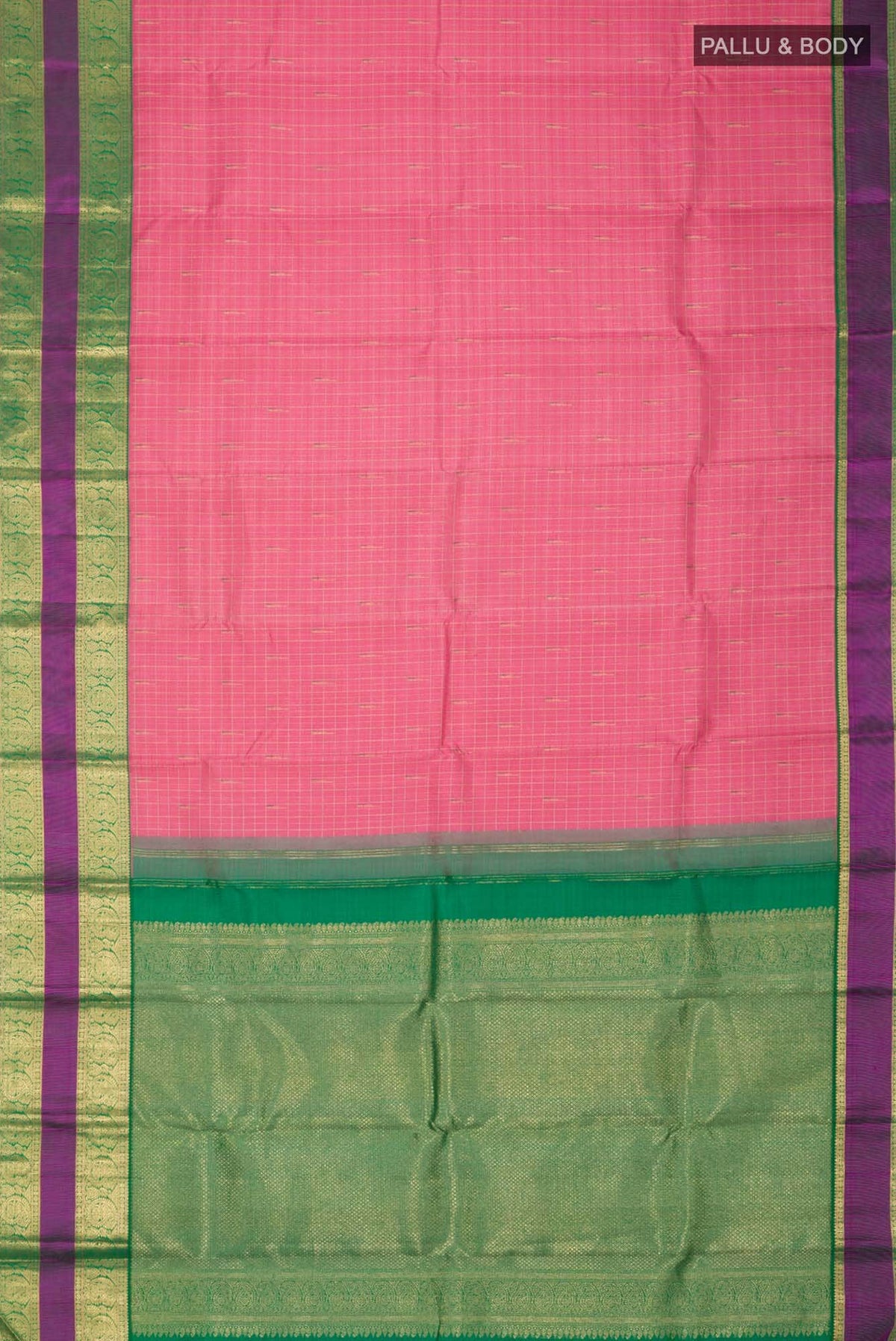 Pure Silk Pure Zari Pink Kanchipuram Saree