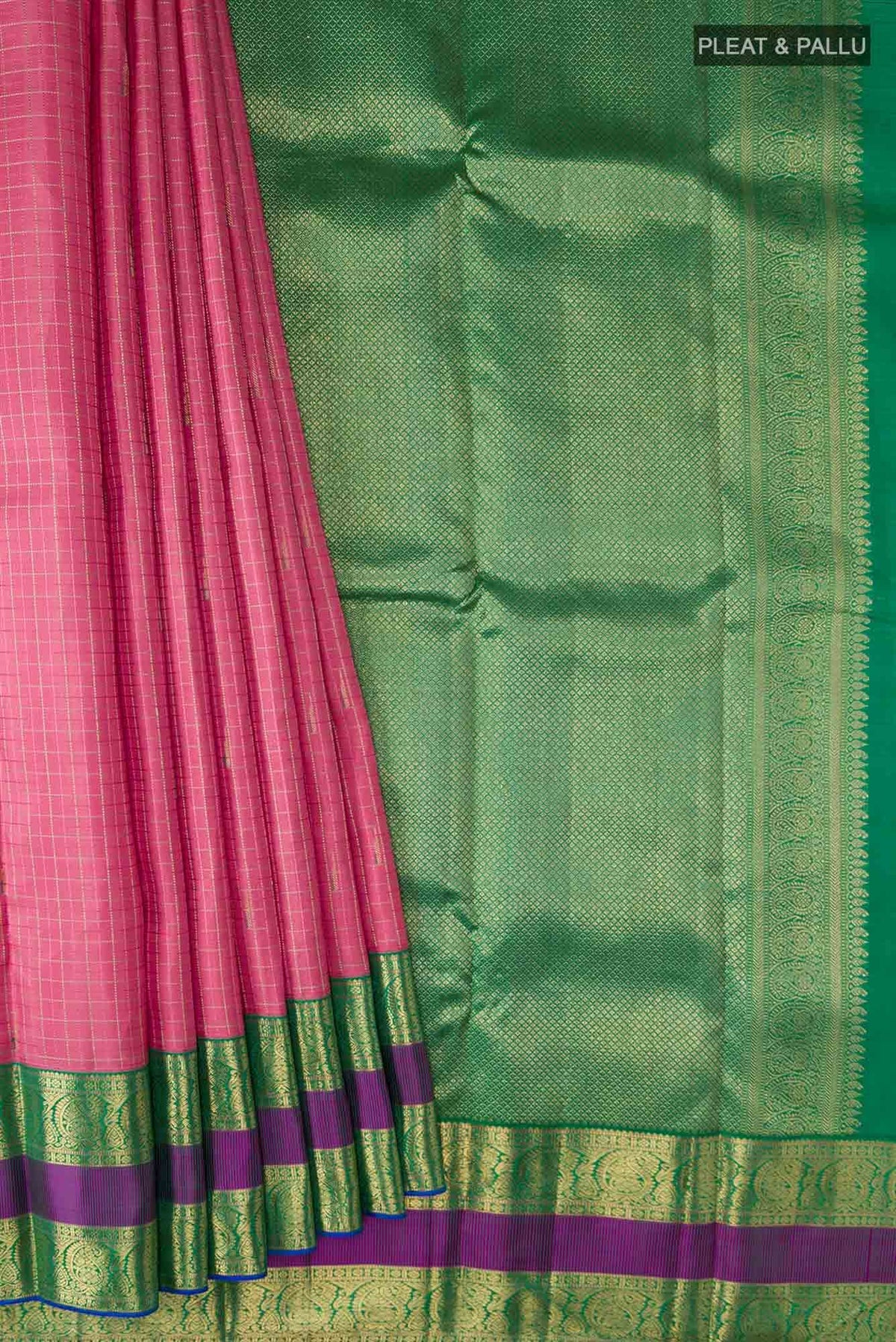 Pure Silk Pure Zari Pink Kanchipuram Saree
