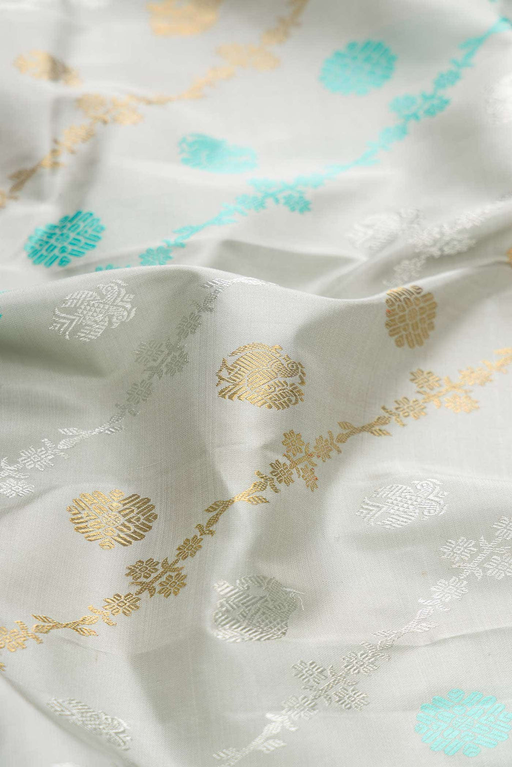 Pure Silk Pure Zari Grey Kanjivaram Saree