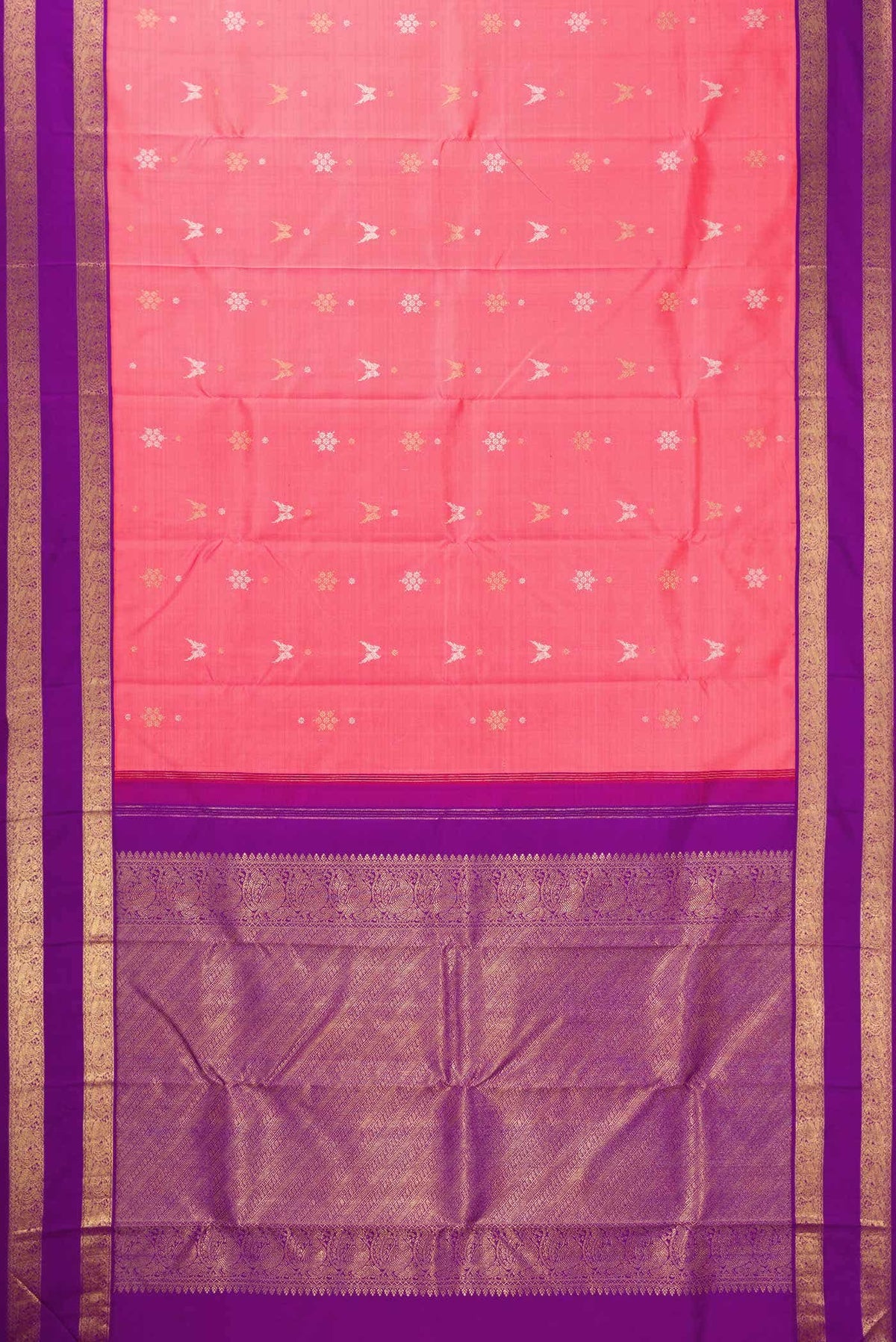 Pure Silk Pure Zari Pink Kanchipuram Saree