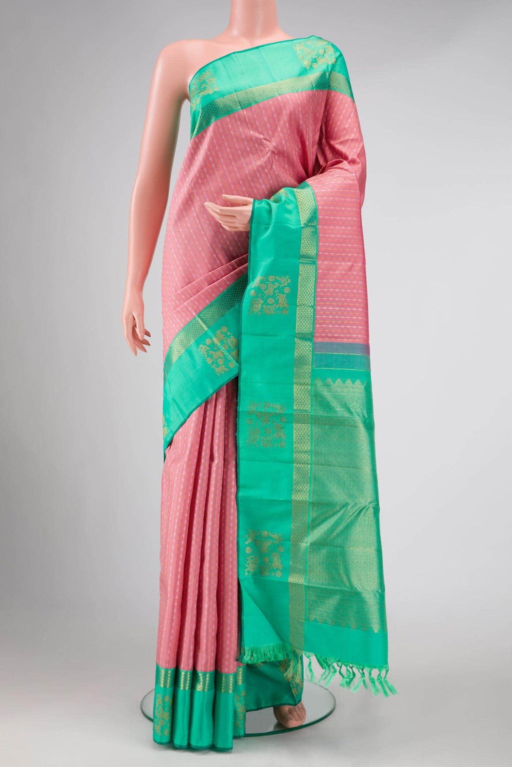 Pure Silk Pure Zari Pink Kanjivaram Saree