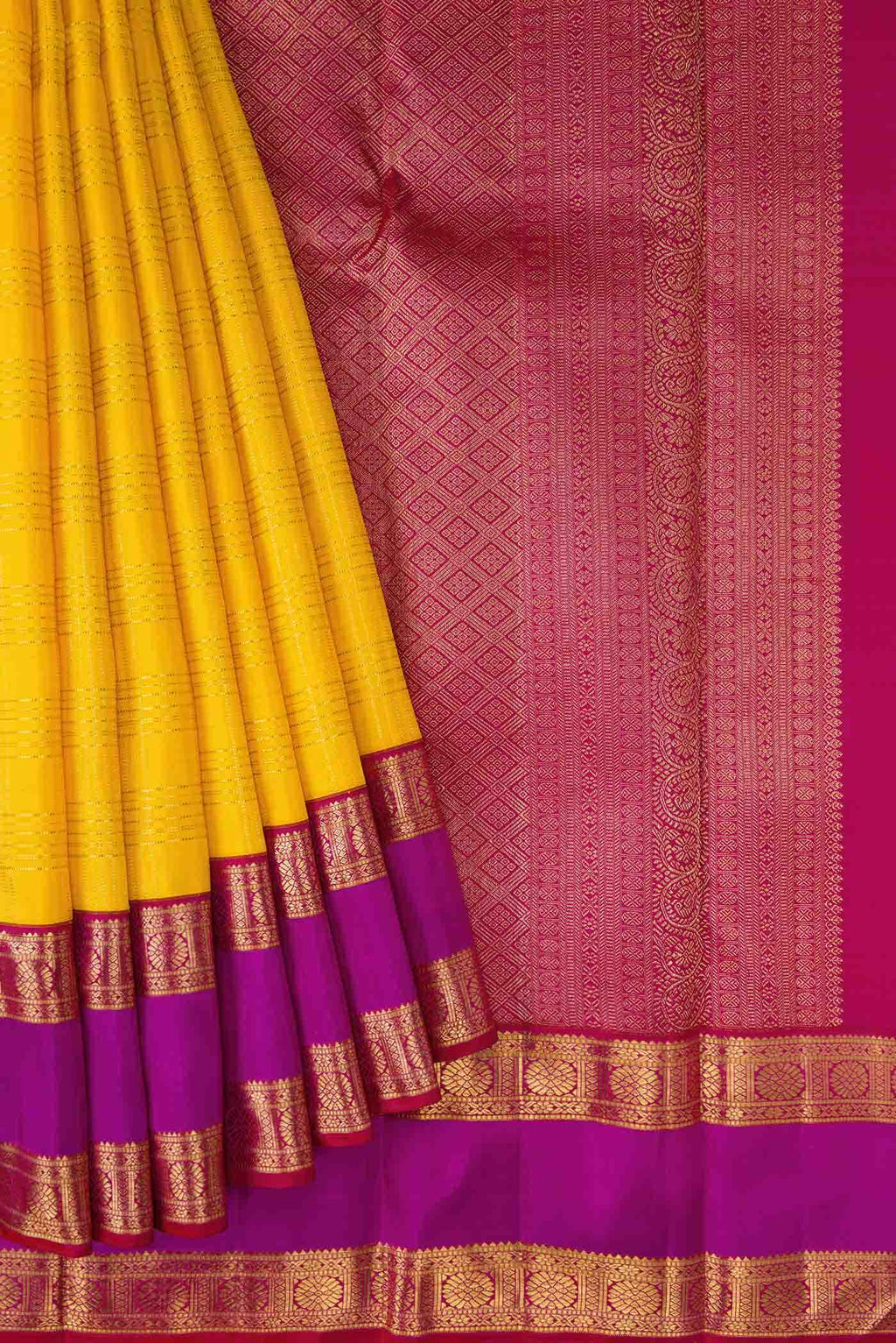 Pure Silk Pure Zari Yellow Kanjivaram Saree