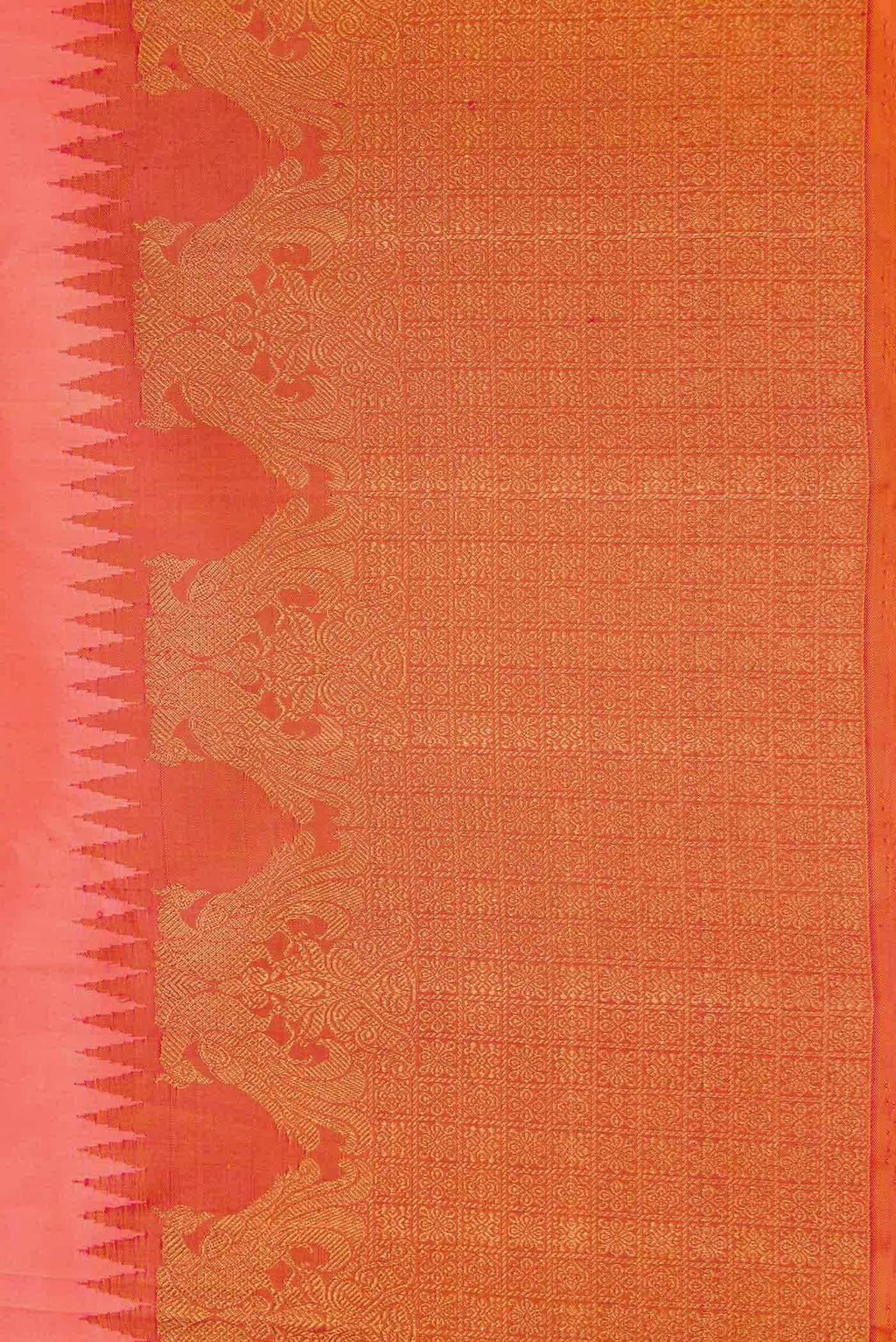 Coral Dual Tone Kanjivaram Silk Saree