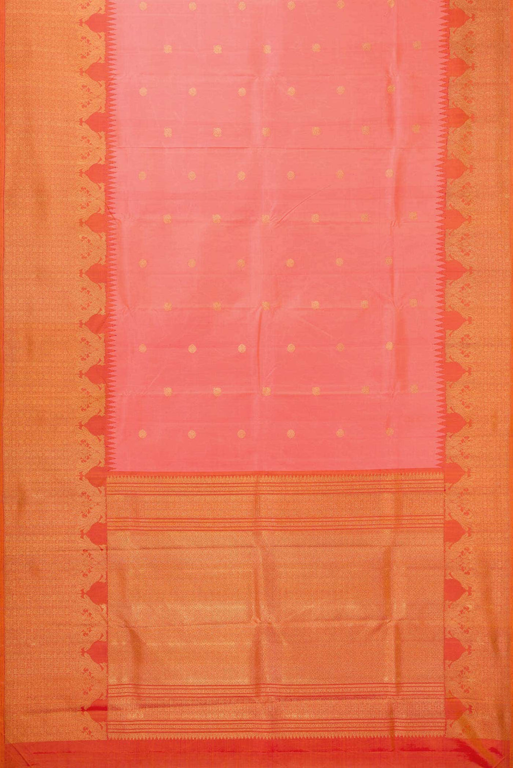 Coral Dual Tone Kanjivaram Silk Saree