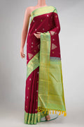 Pure Silk Pure Zari Maroon Kanjivaram Saree