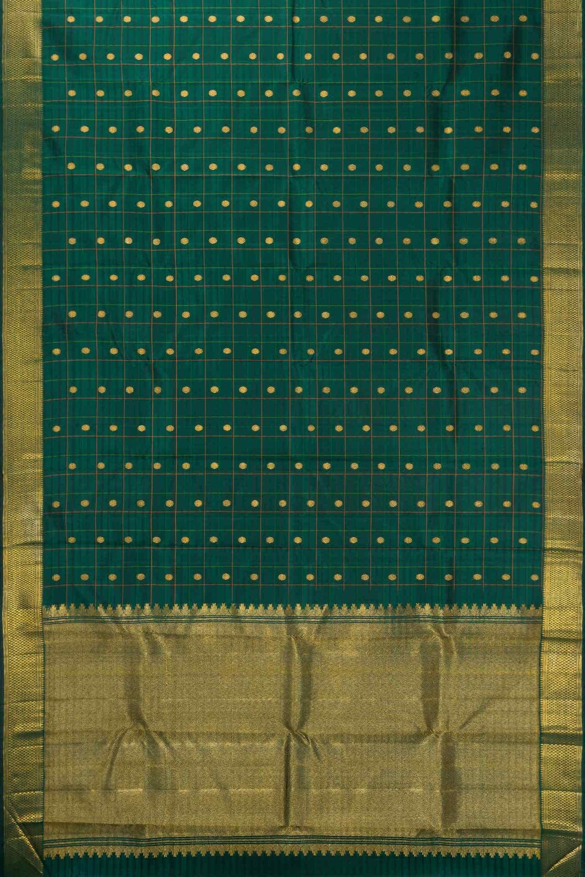 Bottle Green Dual Tone Kanchipuram Silk Saree
