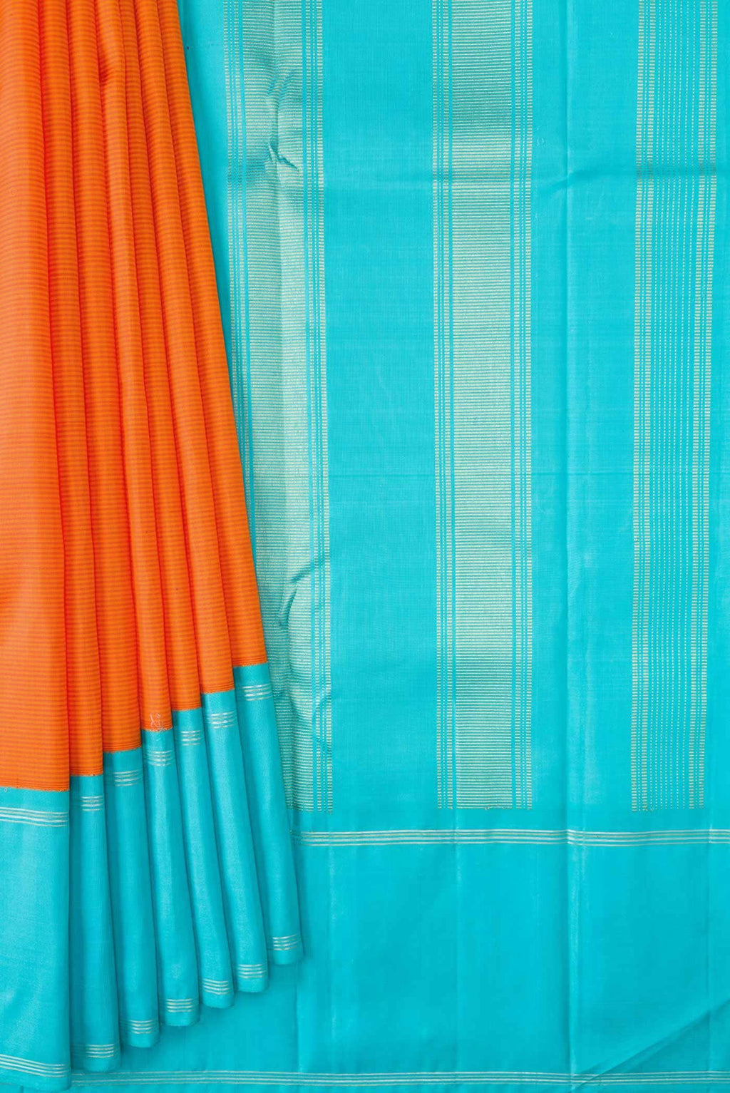 Orange Dual Tone Kanjivaram Silk Saree