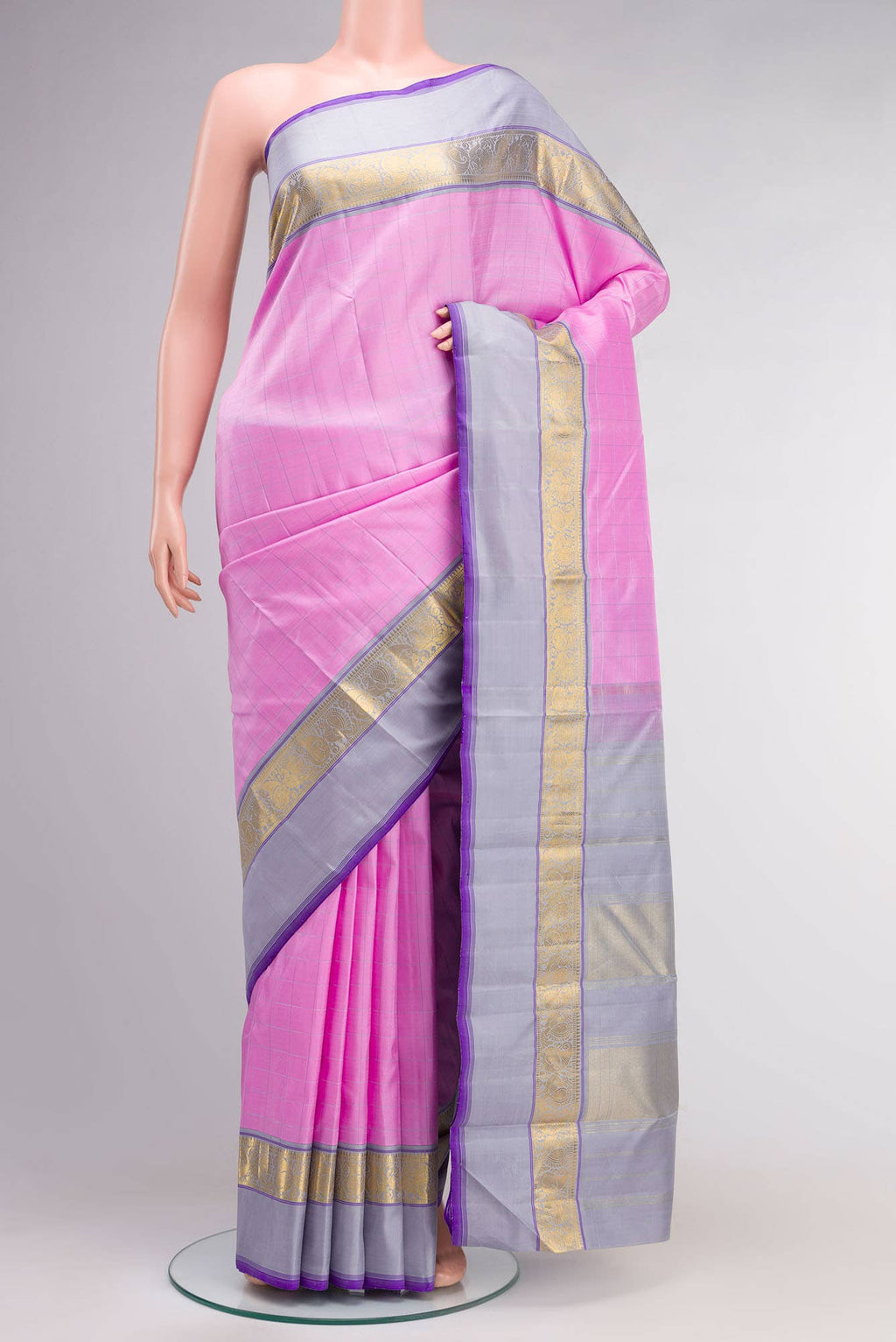 Rose pink Kanjivaram Silk Saree