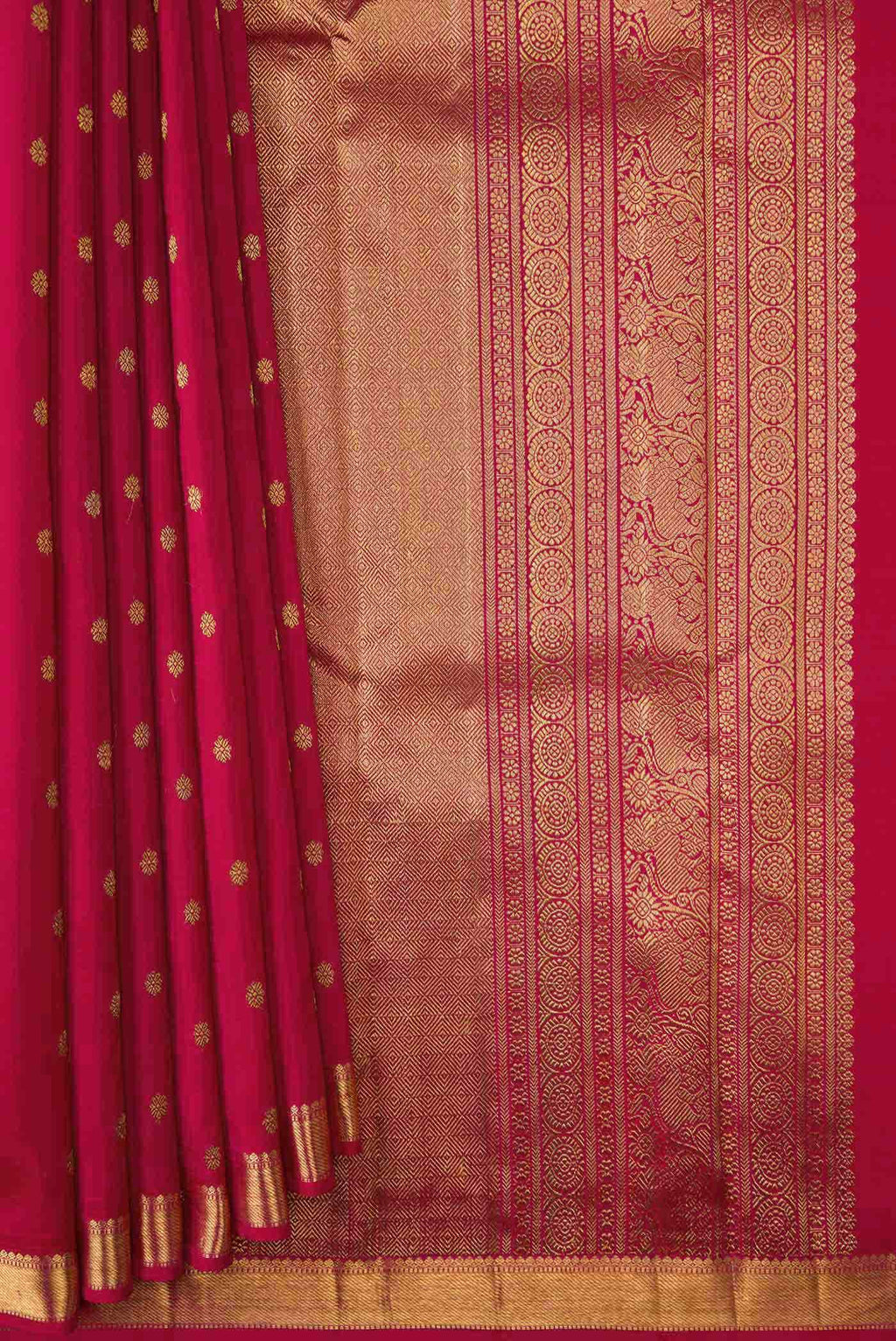 Pure Silk Pure Zari Dark Pink Dual Tone Kanchipuram Saree
