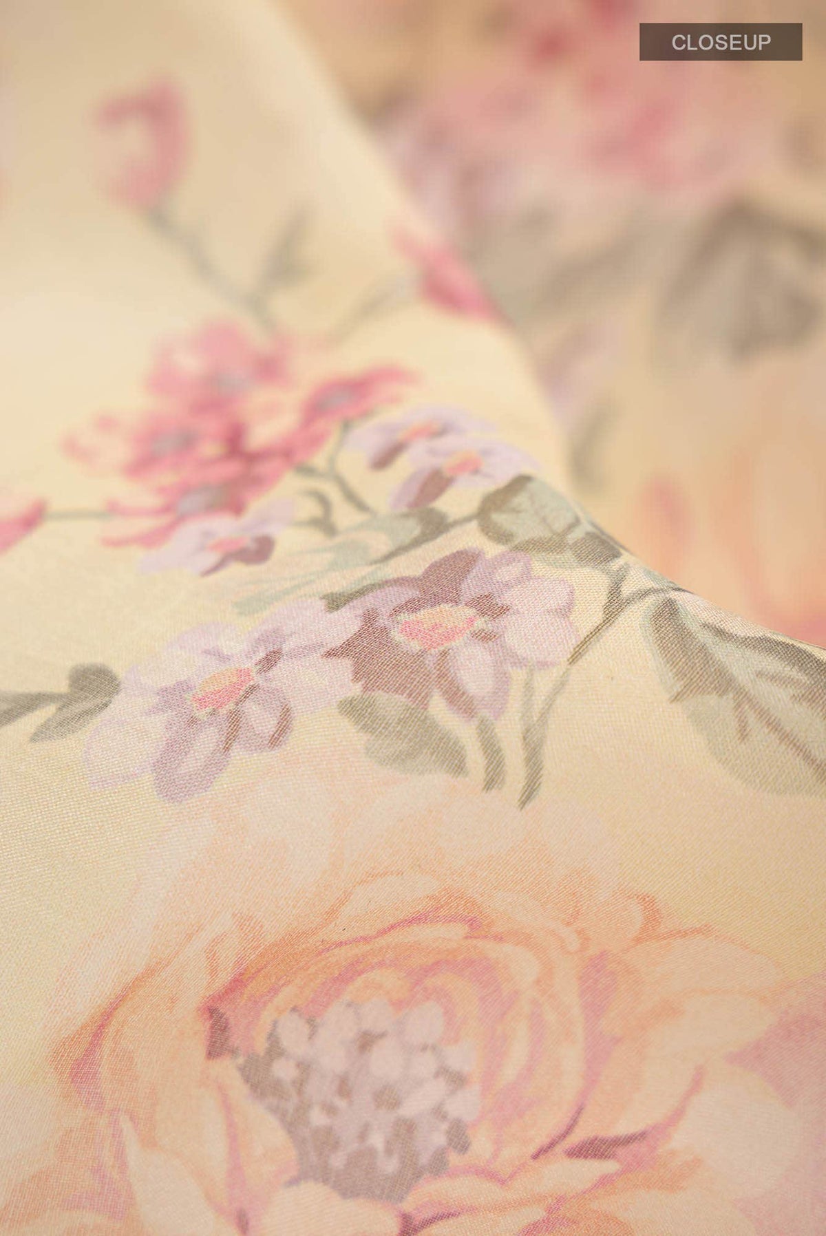 Cream Organza Silk Saree