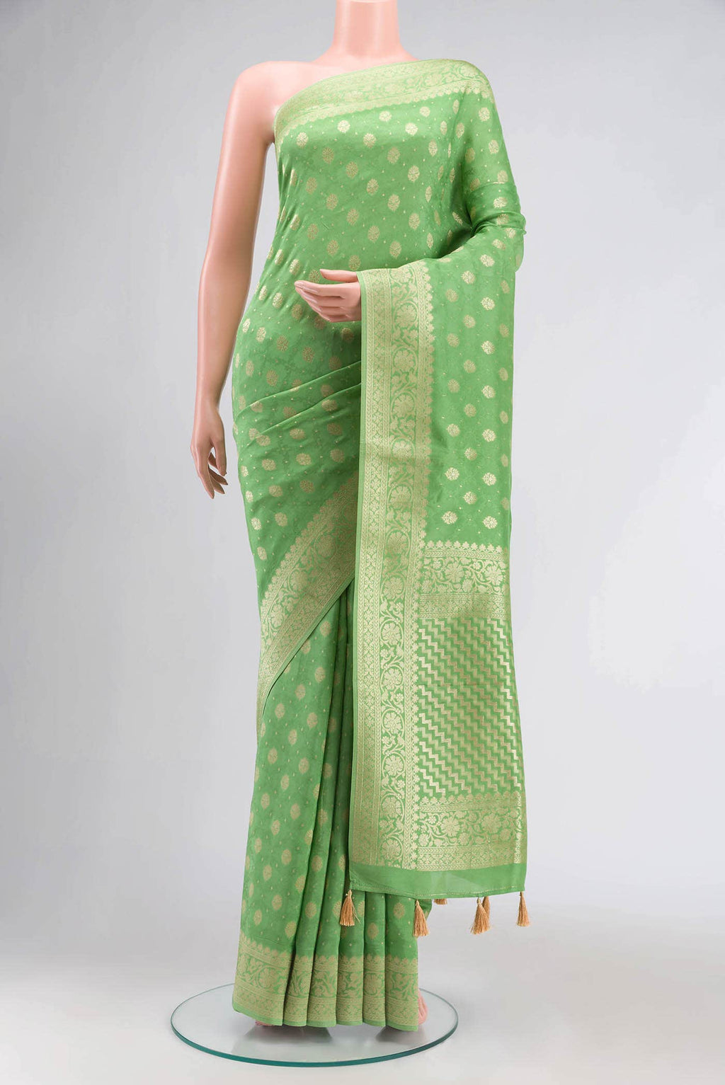 Green Crepe Saree