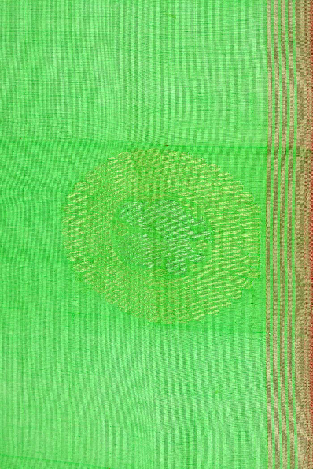 Parrot Green Dual Tone Silk Cotton Saree