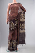 Brown Bhagalpuri Tussar Silk Saree