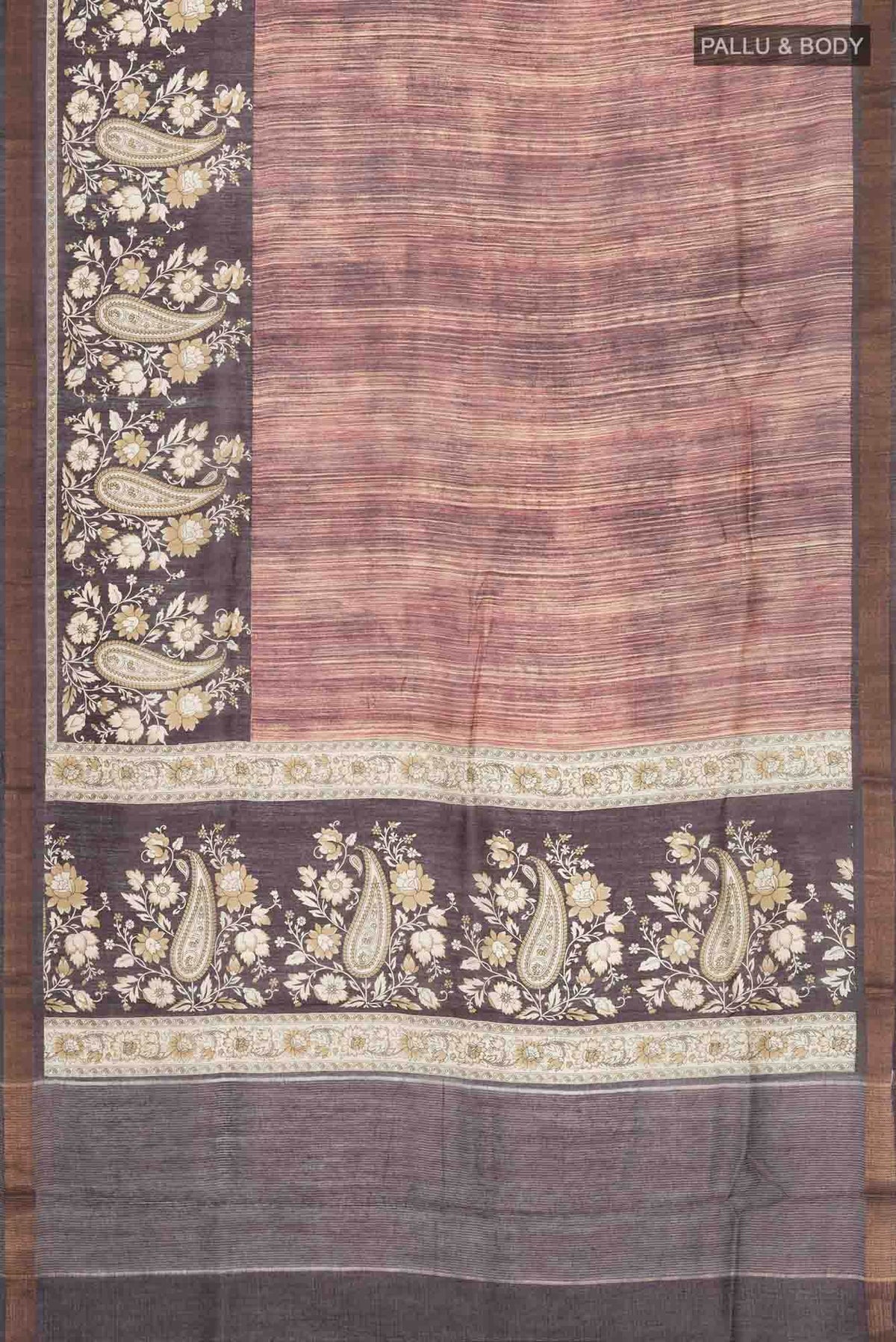 Brown Bhagalpuri Tussar Silk Saree