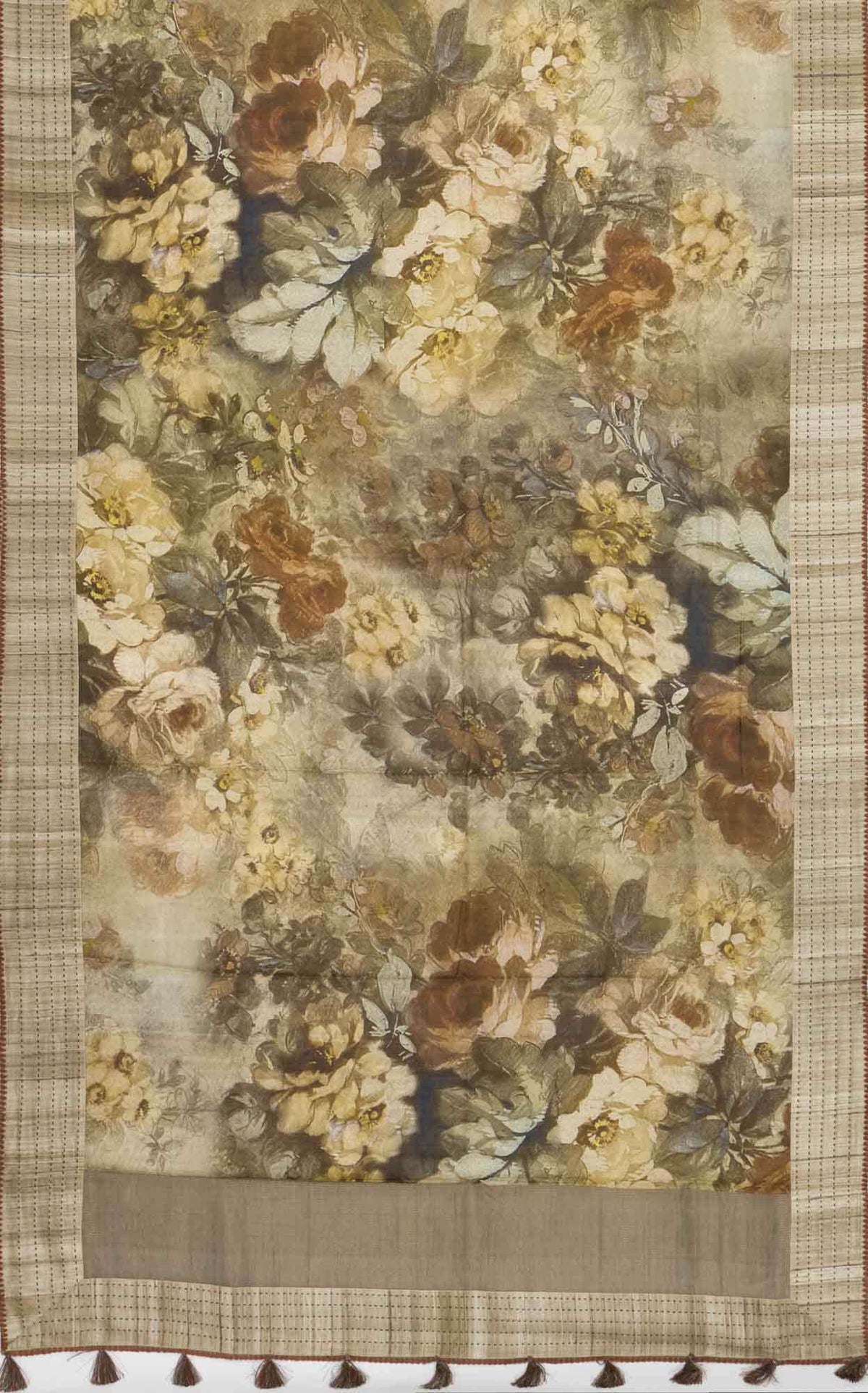 Brown Bhagalpuri Tussar Silk Saree
