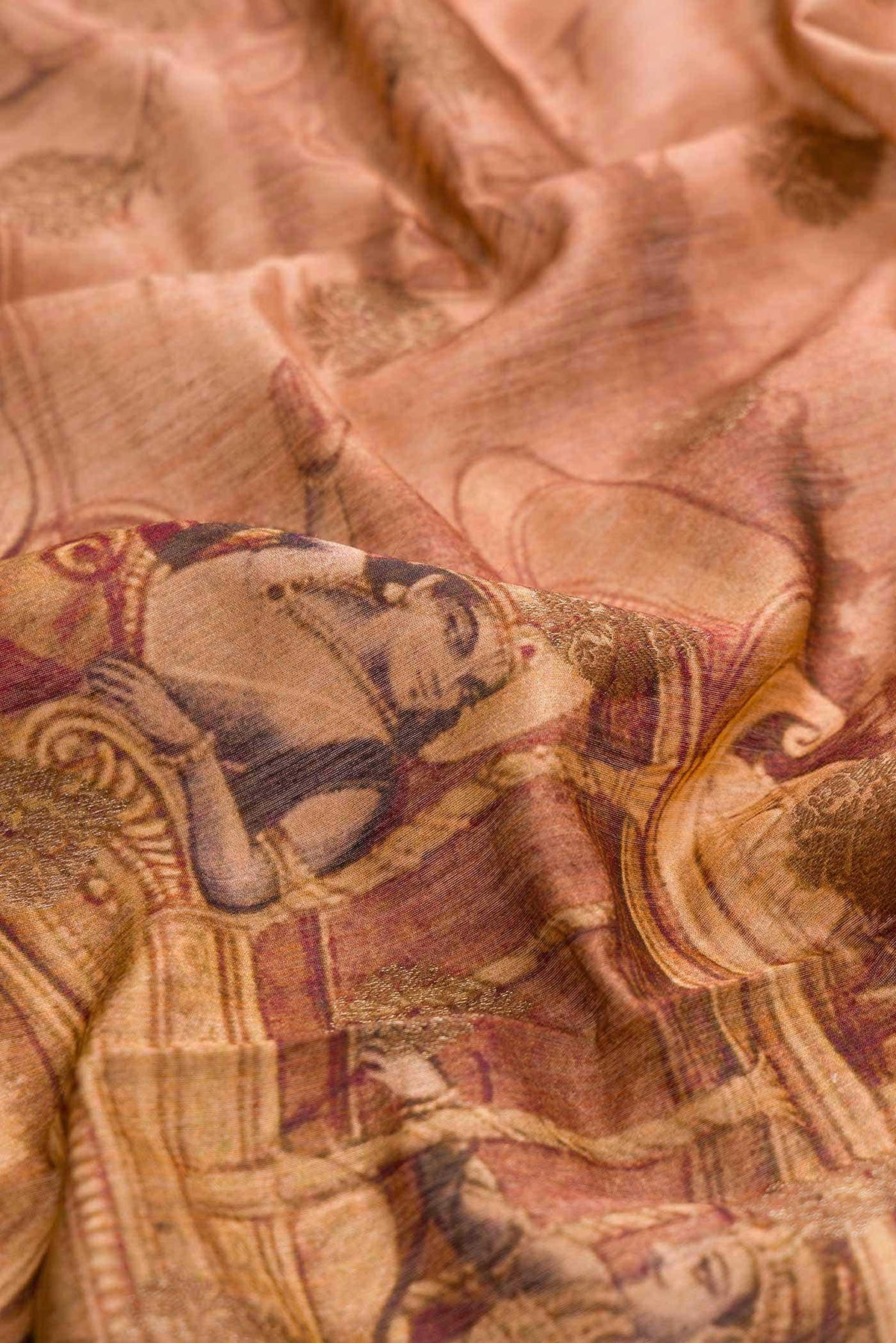 Peach Dual Tone Tussar Silk Saree