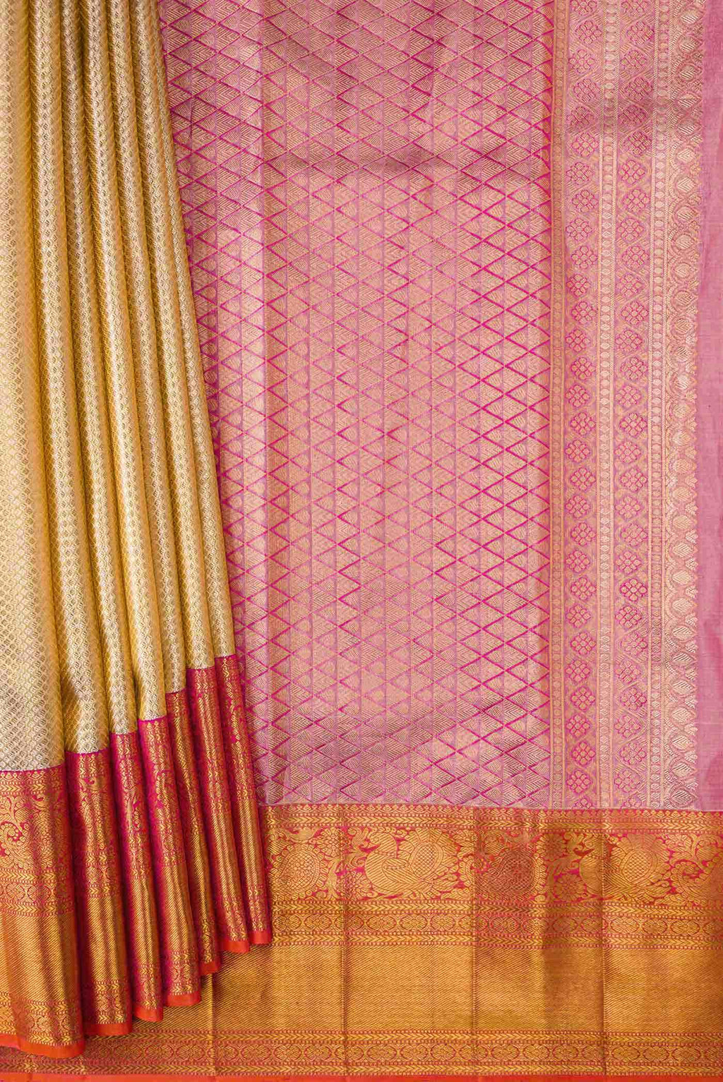 Sandal Dual Tone Kanjivaram Tissue Silk Saree