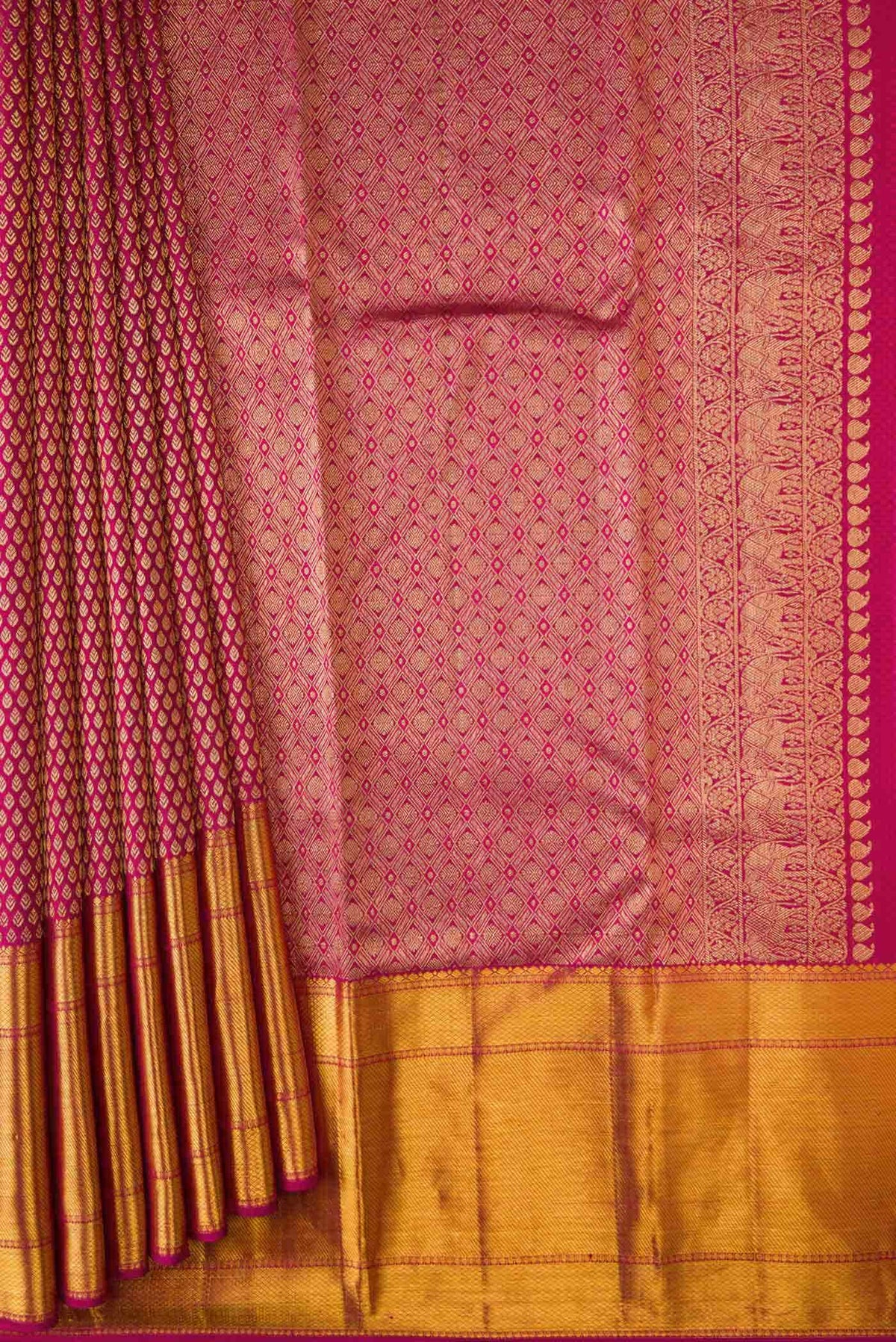 Dark Pink Dual Tone Kanjivaram Silk Saree