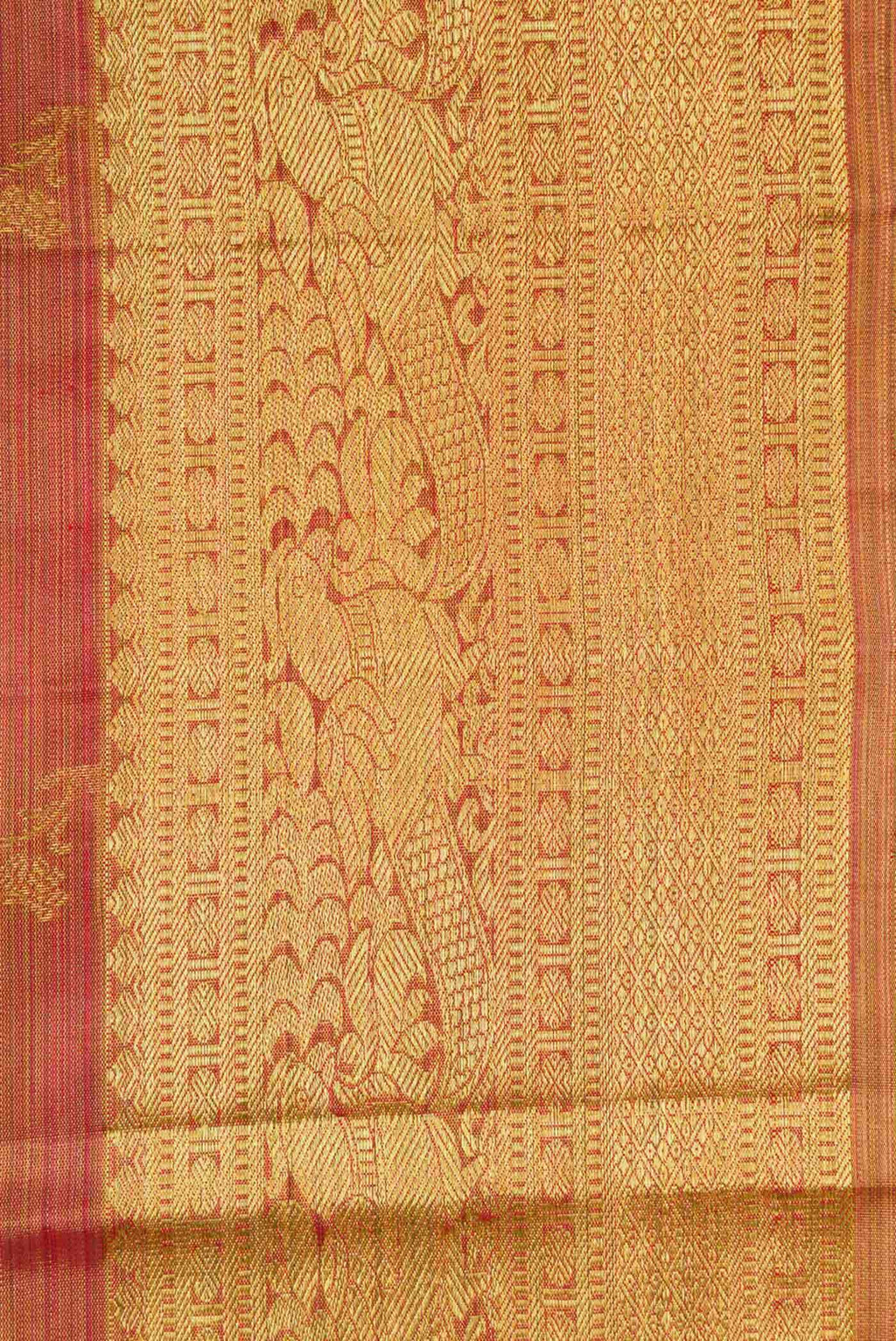 Red Dual Tone Kanchipuram Tissue Silk Saree