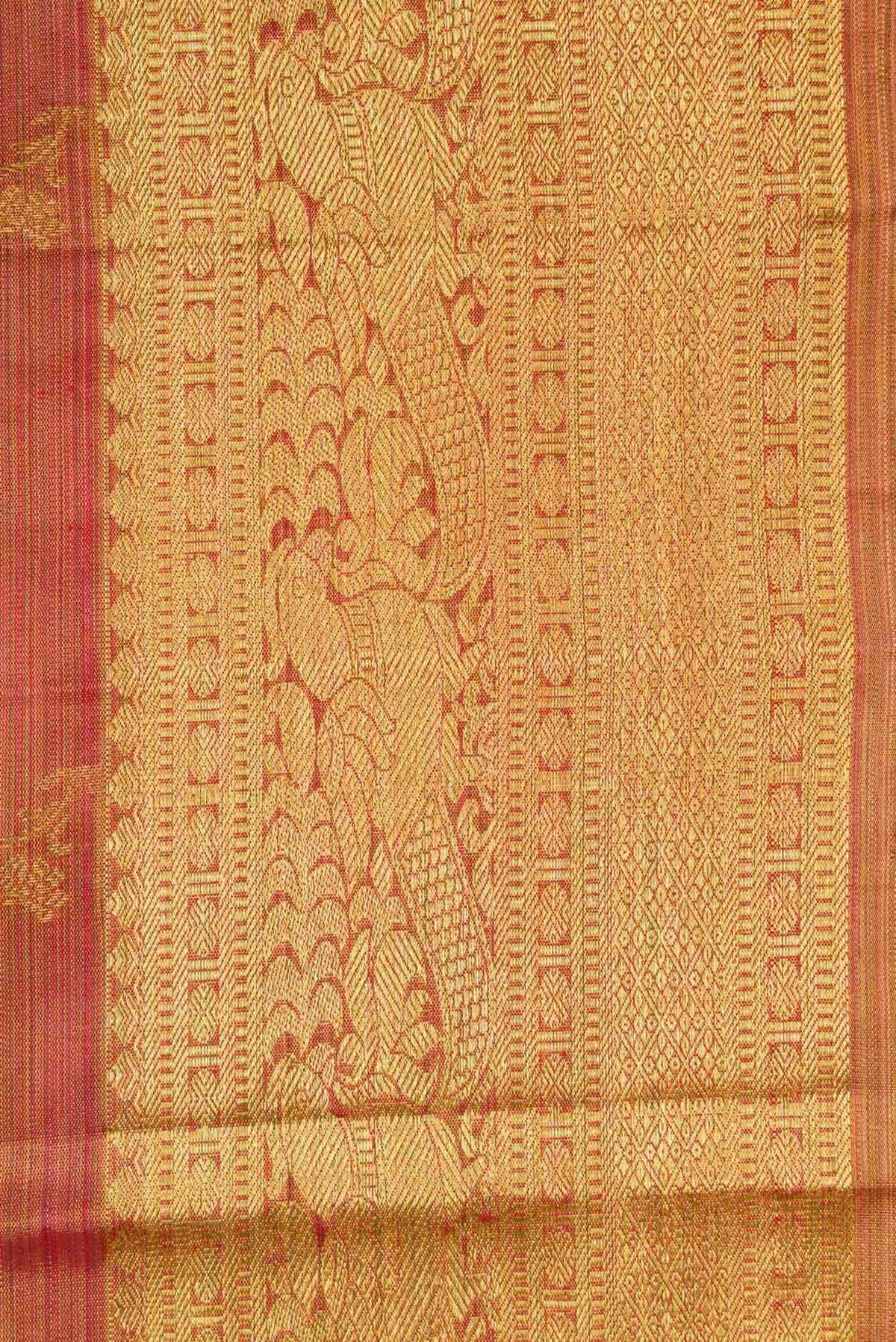 Red Dual Tone Kanchipuram Tissue Silk Saree