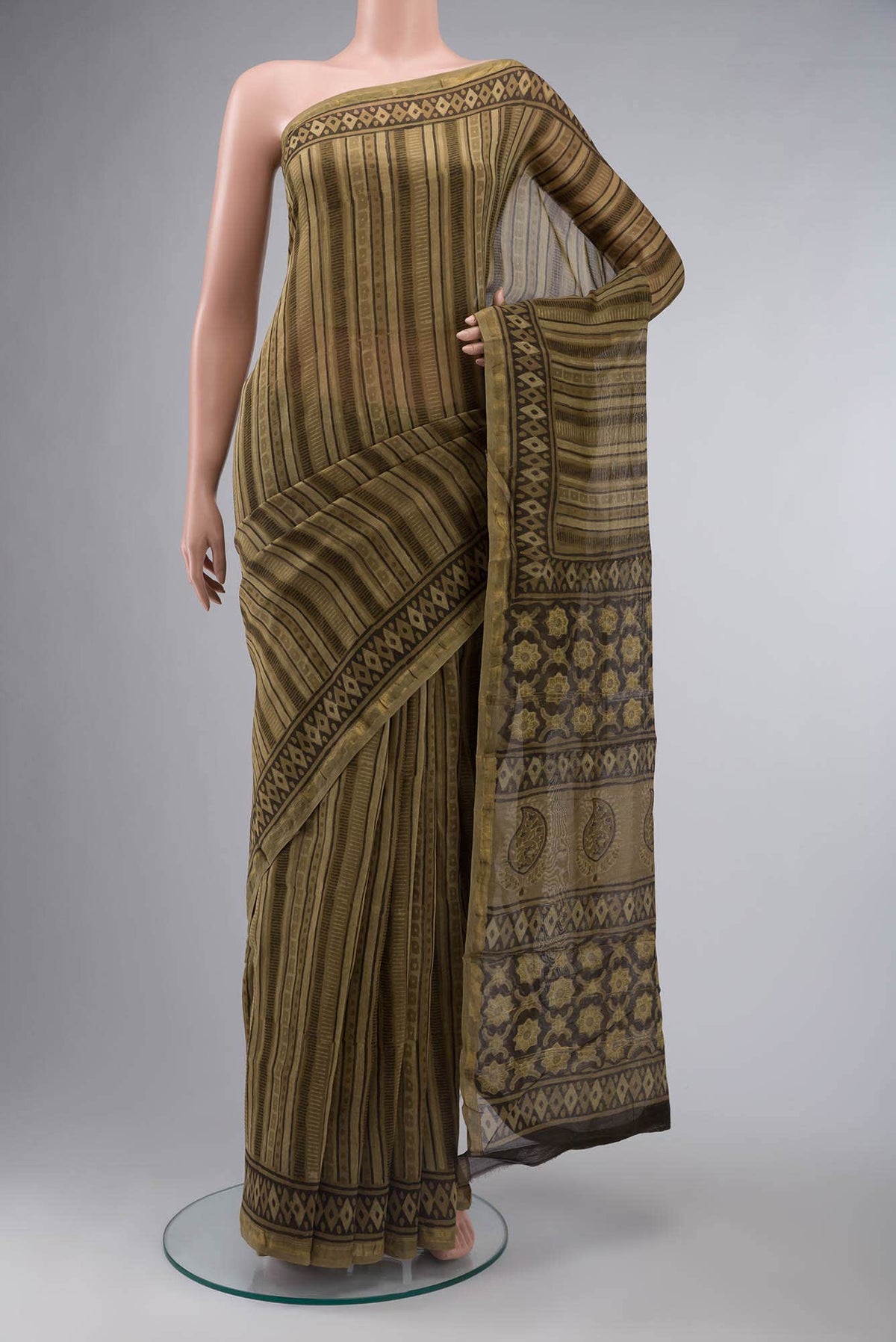 Green Chanderi Silk Cotton Saree