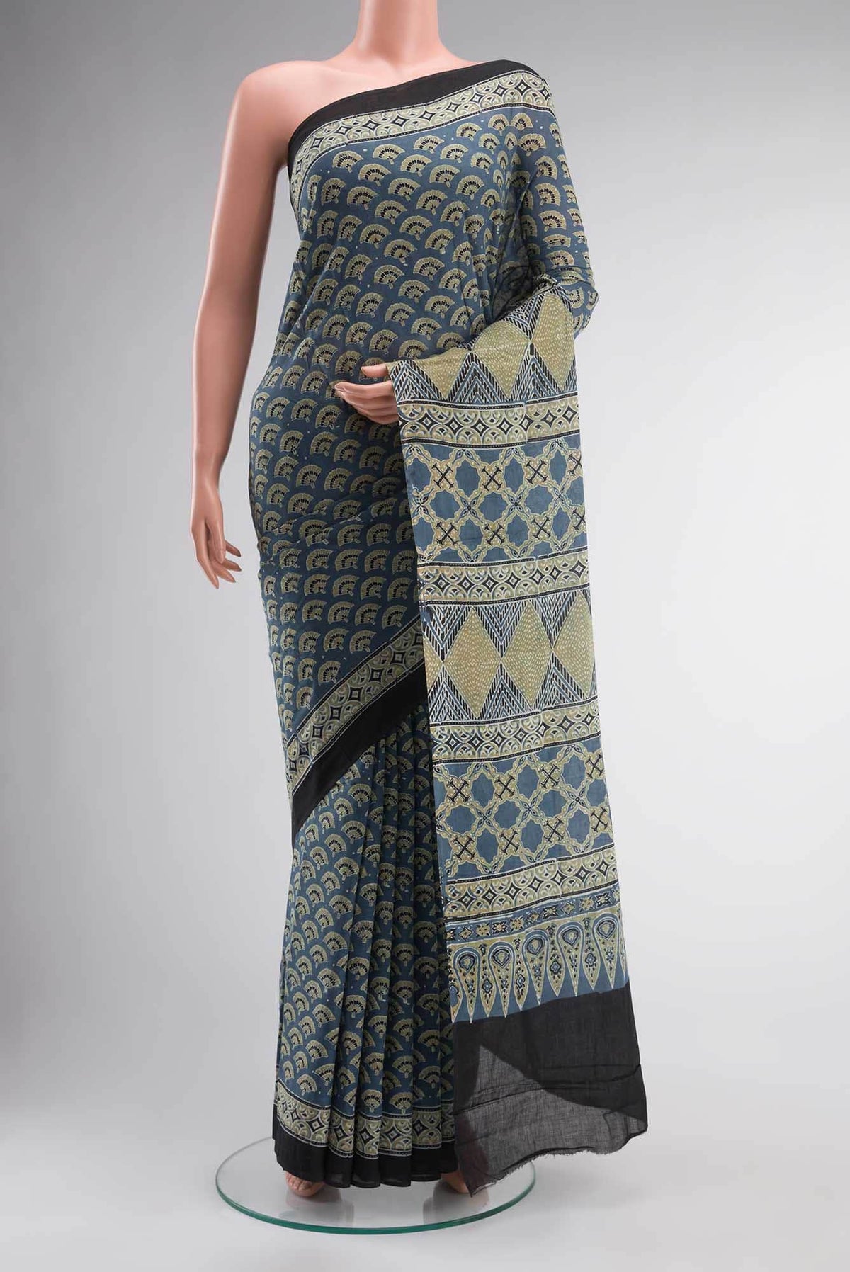 Blue Kalamkari Cotton Saree