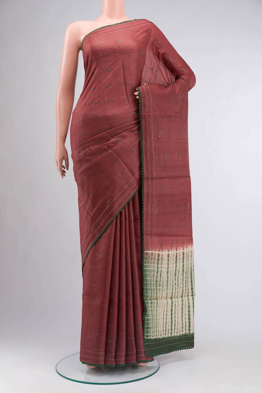 Brown Tussar Silk Saree