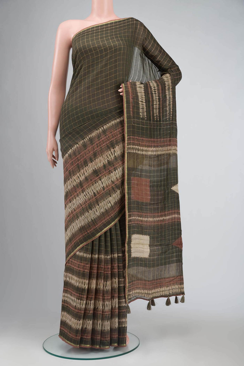 Green Bhagalpuri Tussar Silk Saree