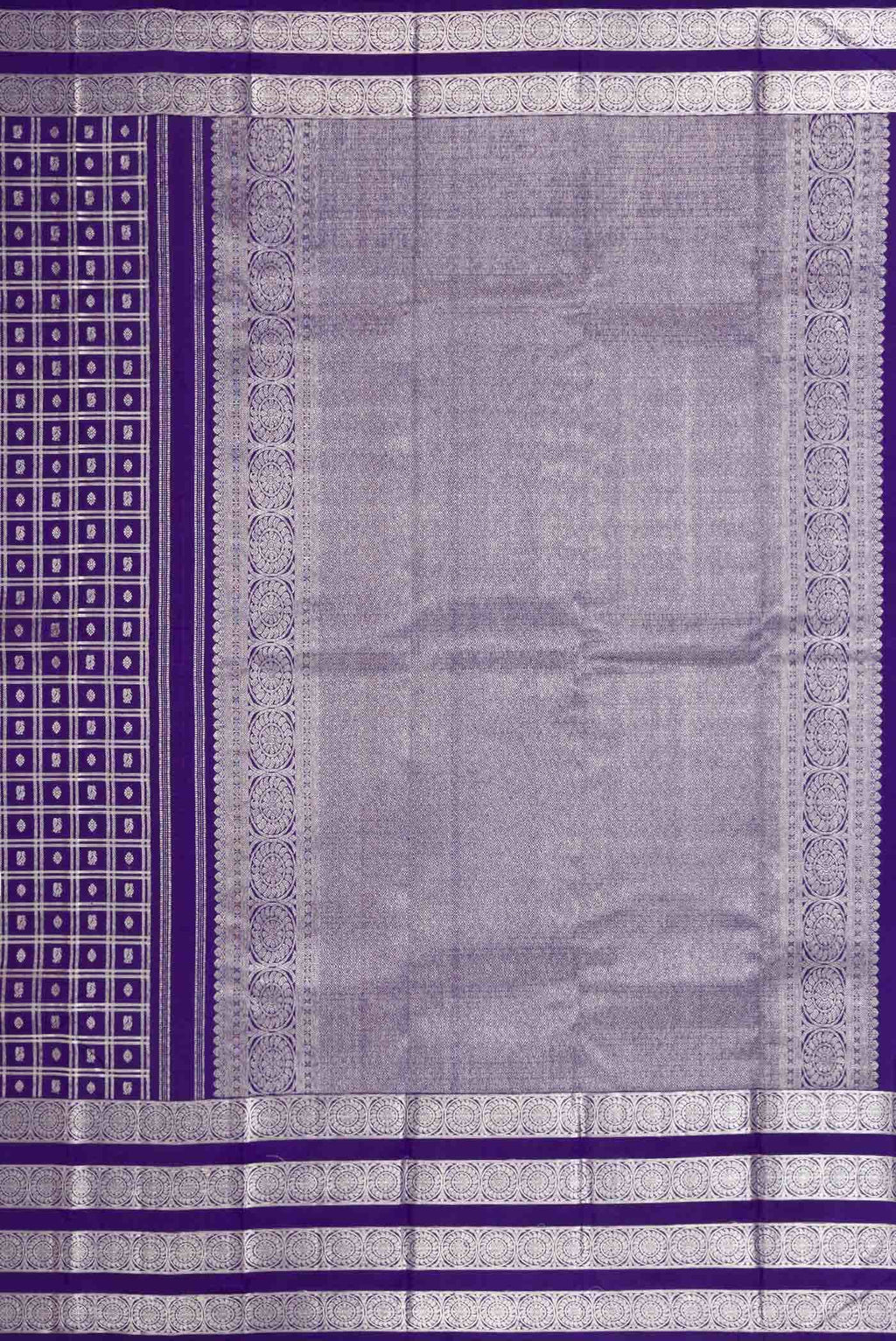 Pure Silk Pure Zari Navy Blue Dual Tone Kanjivaram Saree