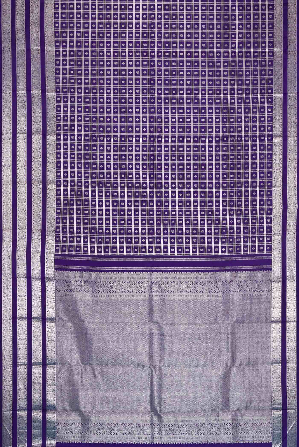 Pure Silk Pure Zari Navy Blue Dual Tone Kanjivaram Saree