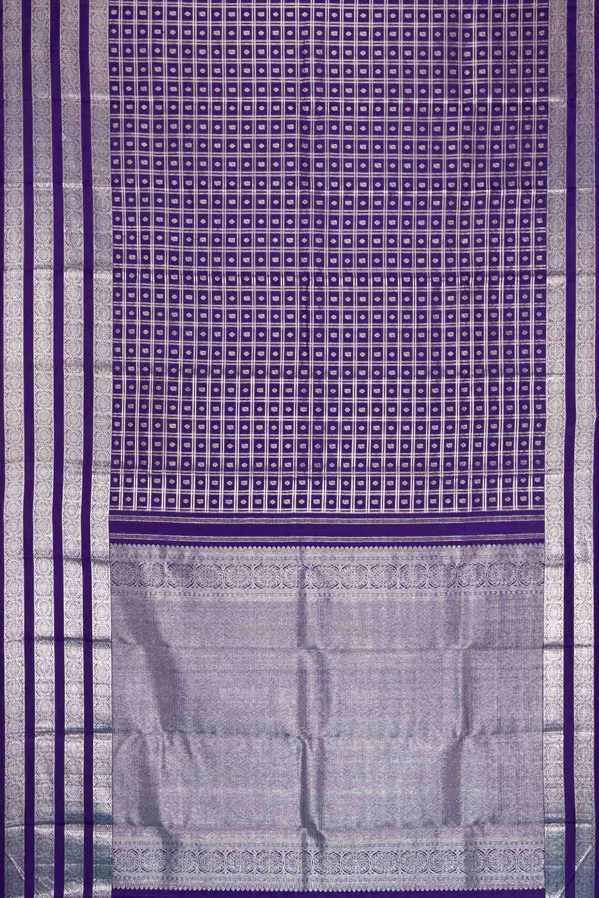 Pure Silk Pure Zari Navy Blue Dual Tone Kanjivaram Saree