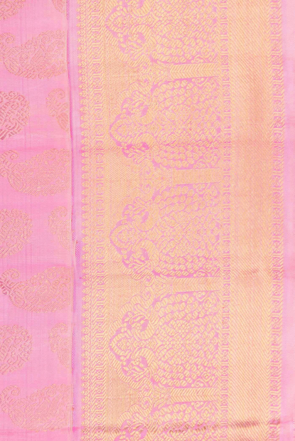 Pure Silk Pure Zari Rose pink Kanjivaram Saree